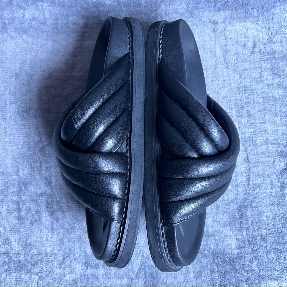 The Bali Tailor Oska Sandals Sz 39 US 8 Black Slides Casual Soft Beach Summer - Picture 12 of 15